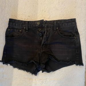 Free People Black Denim Shorts | Size 25